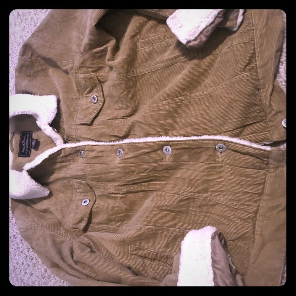 Tan corduroy jacket with shearling collar/sleeve